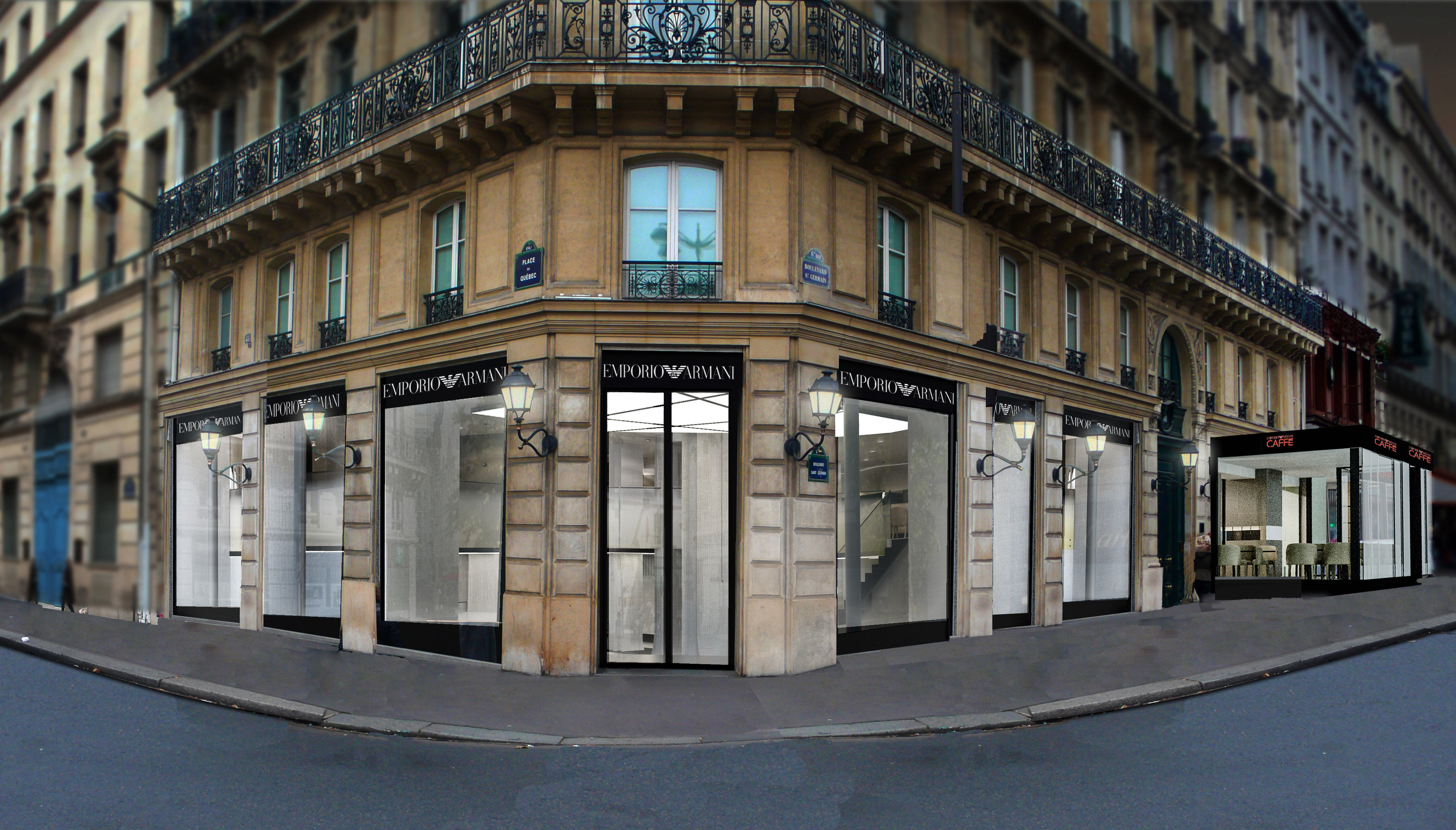 New look: Emporio Armani store and Emporio Armani Caffé in Paris