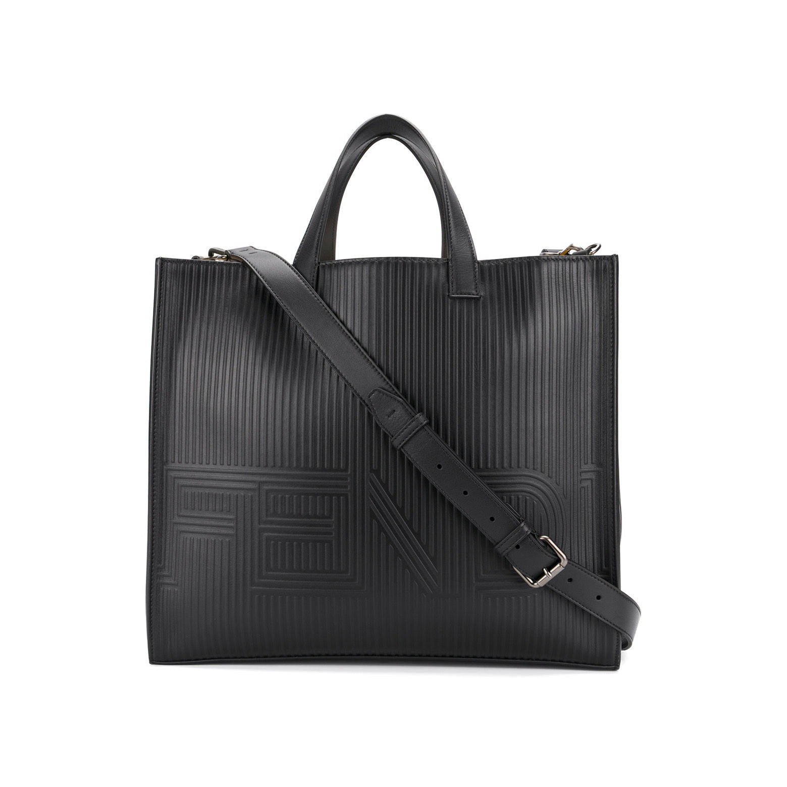 Fendi black leather tote bag