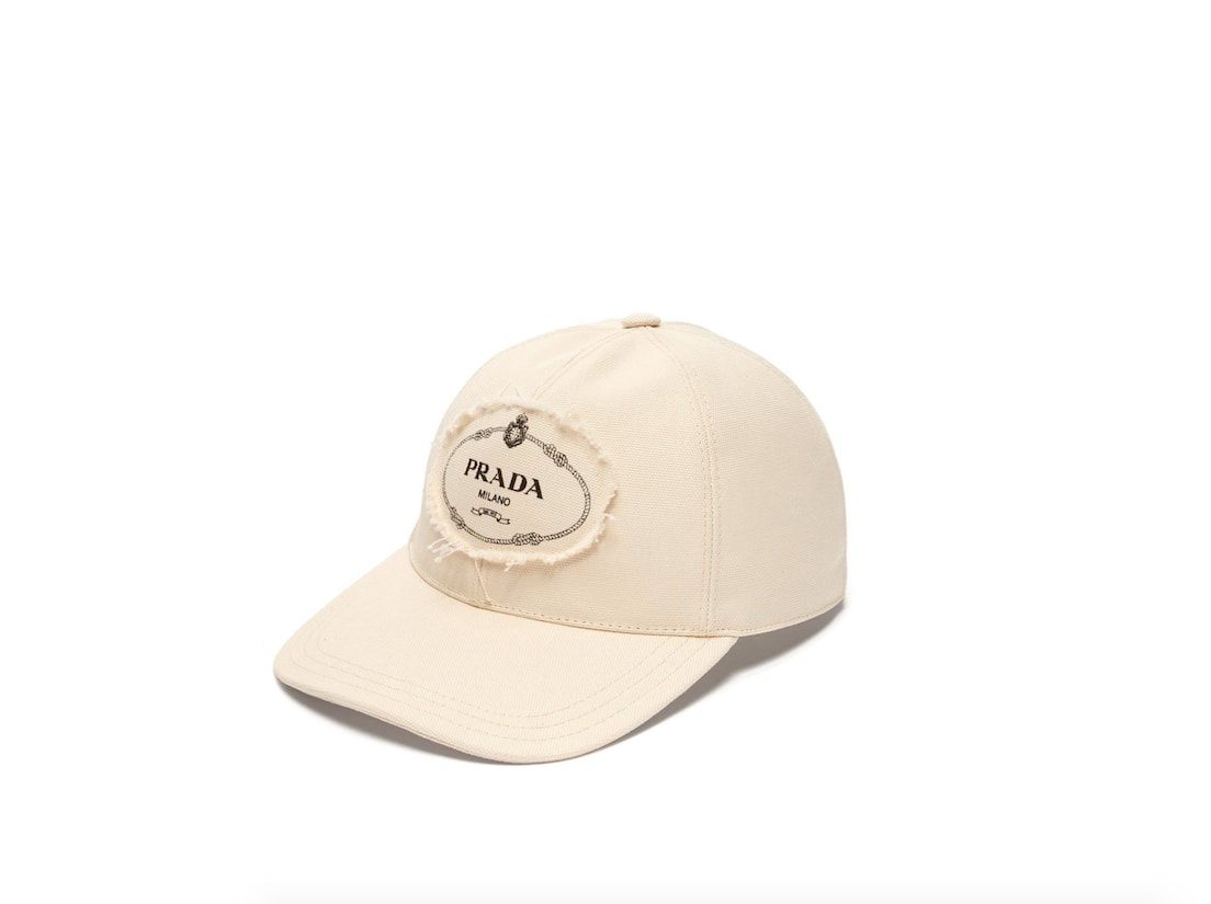 Prada logo patched cotton baseball cap