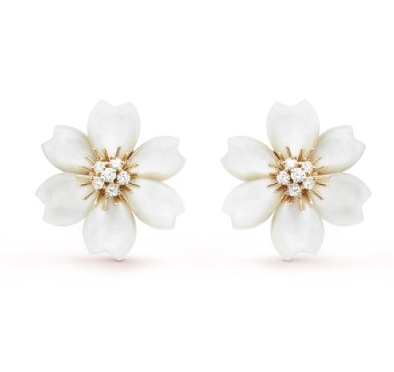 Stud Earrings: Van Cleef & Arpels Rose de Noel Earrings Small
