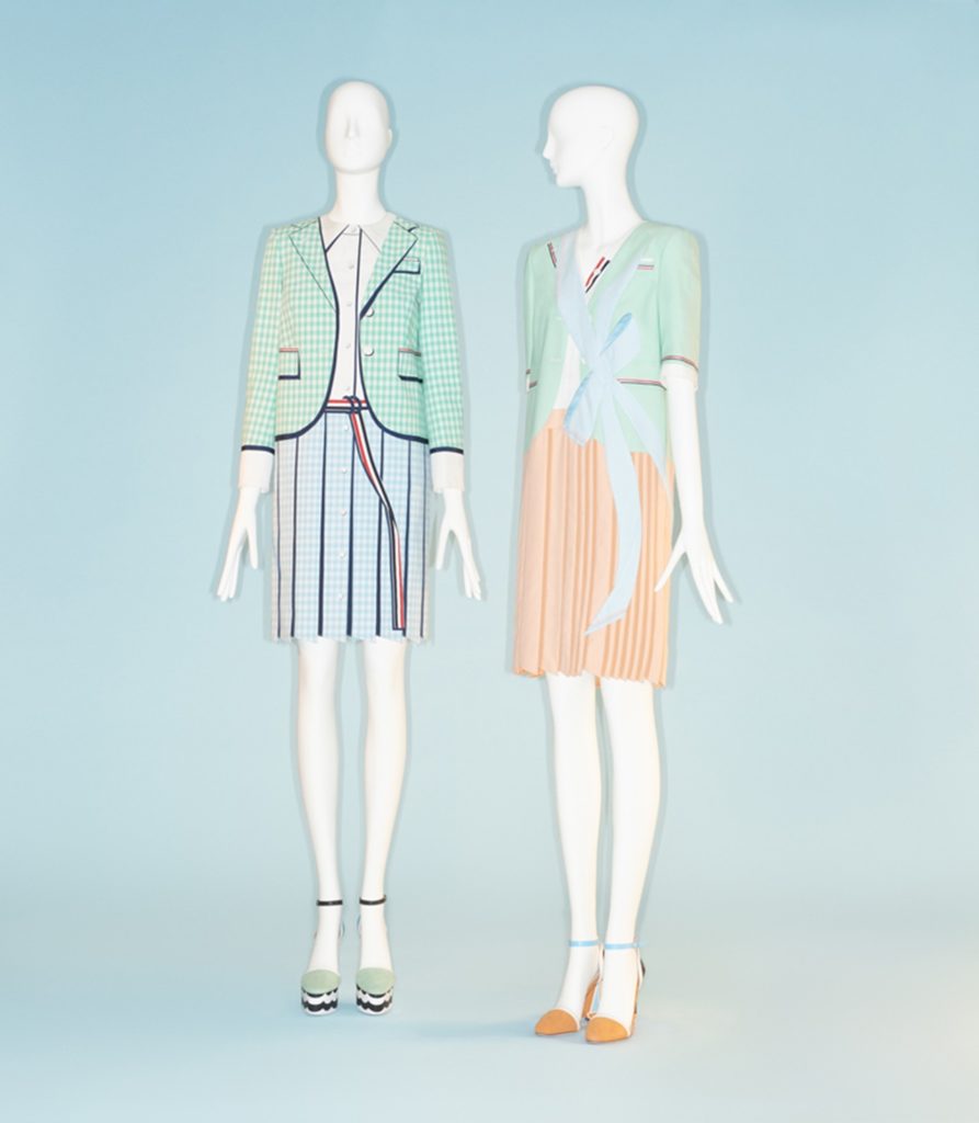 Thom Browne (American, born 1965). Ensembles, spring/summer 2017. The Metropolitan Museum of Art, New York, Gift of Thom Browne, 2018 (2018.134.1a–d [left]) (2018.134.2a–f [right]). Photo © Johnny Dufort, 2018