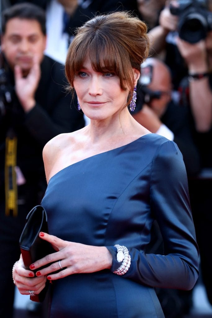 Carla Bruni was spotted in exquisite Bulgari jewels. Image: Courtesy Getty