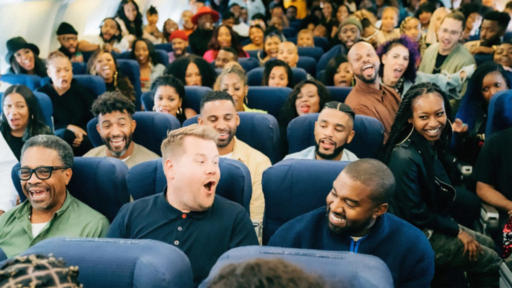James Corden takes Carpool Karaoke to the sky with Kanye West