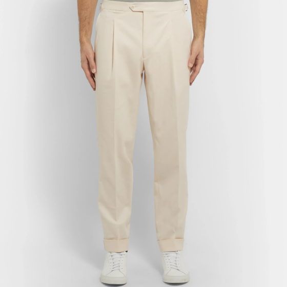 Saman Amel cotton-blend twill trousers in off-white