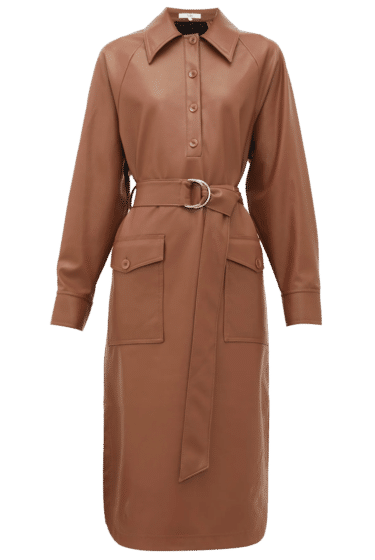 Tibi belted faux leather shirtdress