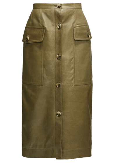 Marni button-down leather midi skirt