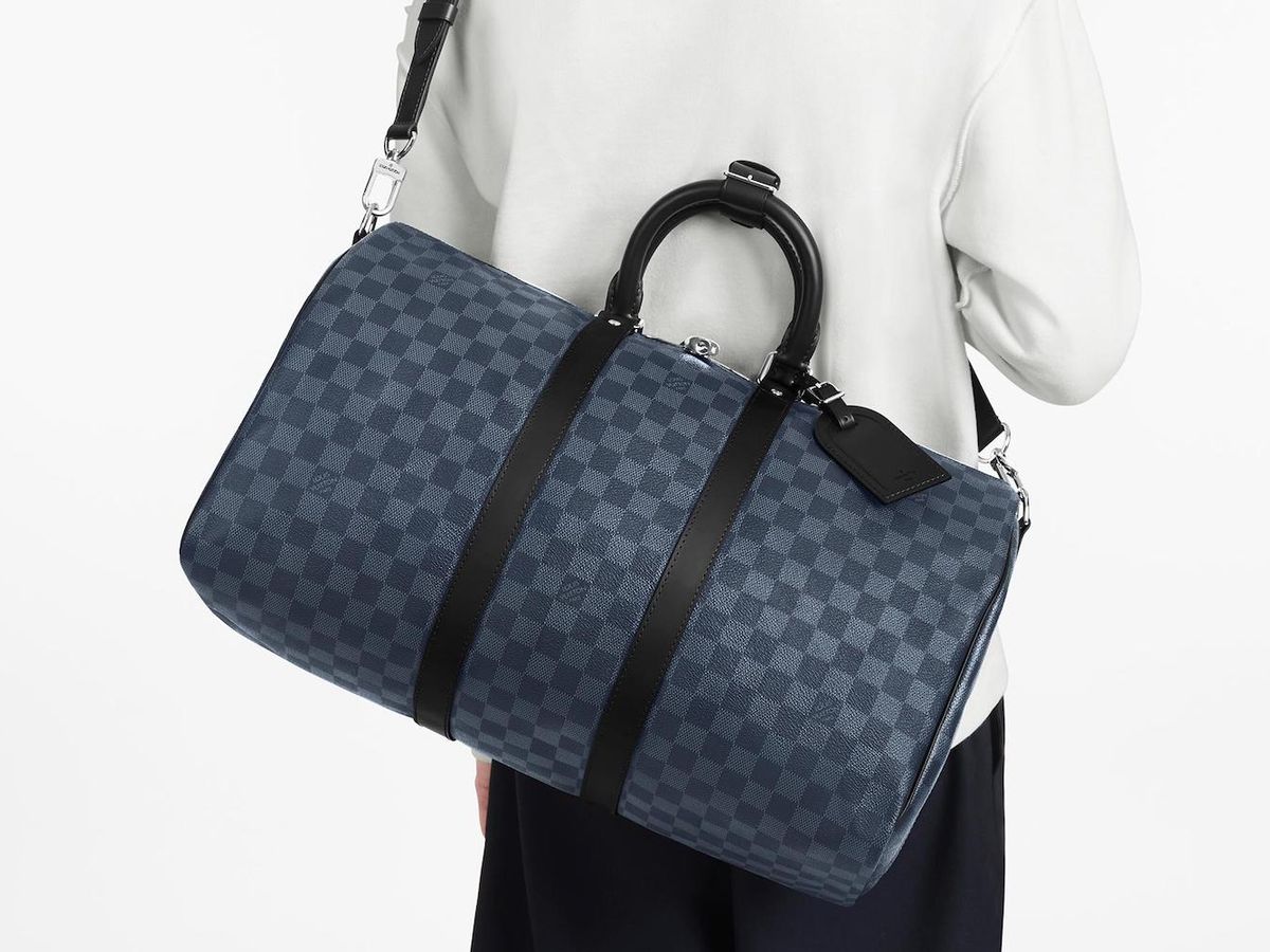 Louis Vuitton Keepall Bandouliere Damier Cobalt 55 Black/Cobalt for Women