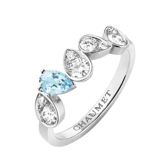 Chaumet 'Joséphine Ronde d'Aigrettes' ring in aquamarine, diamond and white gold