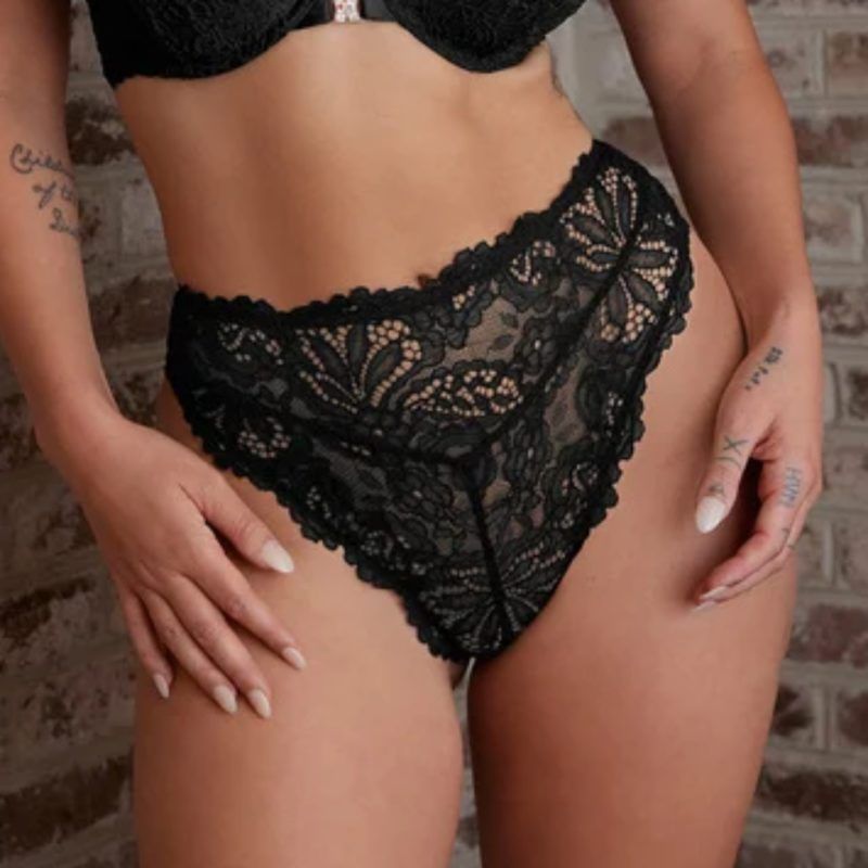 Romantic Corded Lace High-Waist Thong