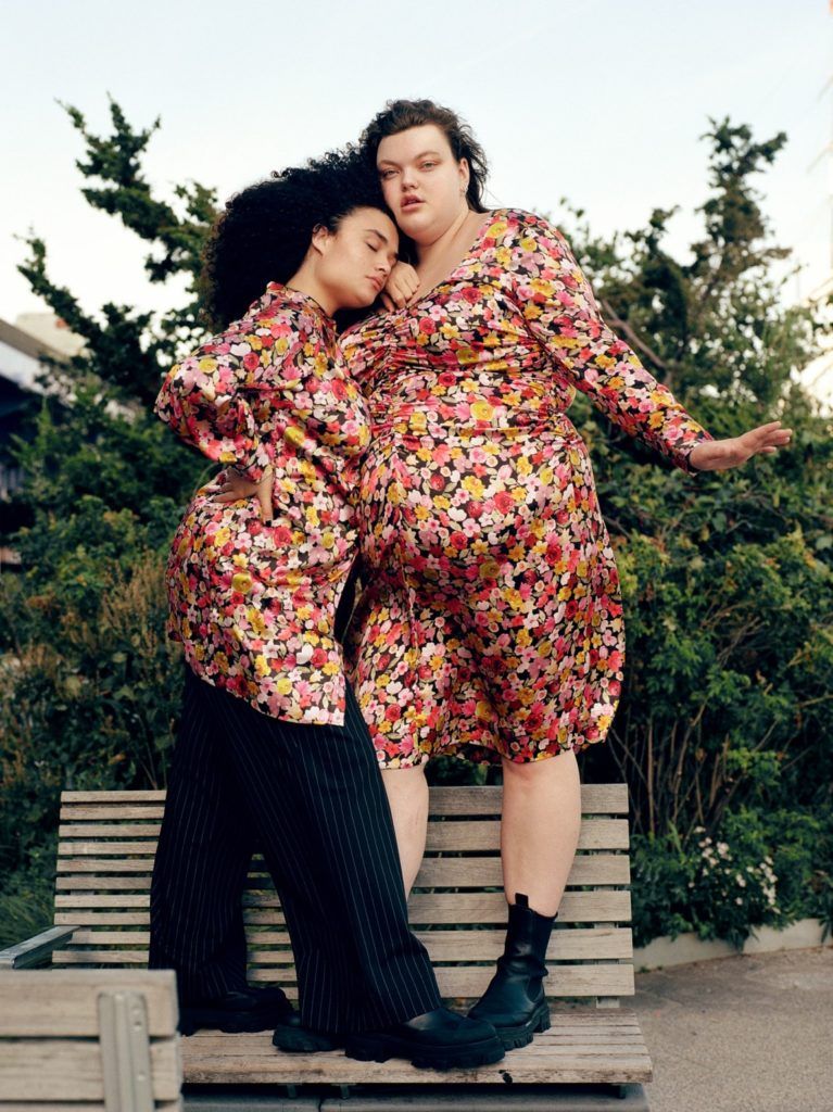ganni floral dress love drop