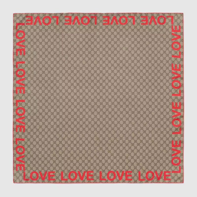 Gucci's GG Love Print Silk Scarf