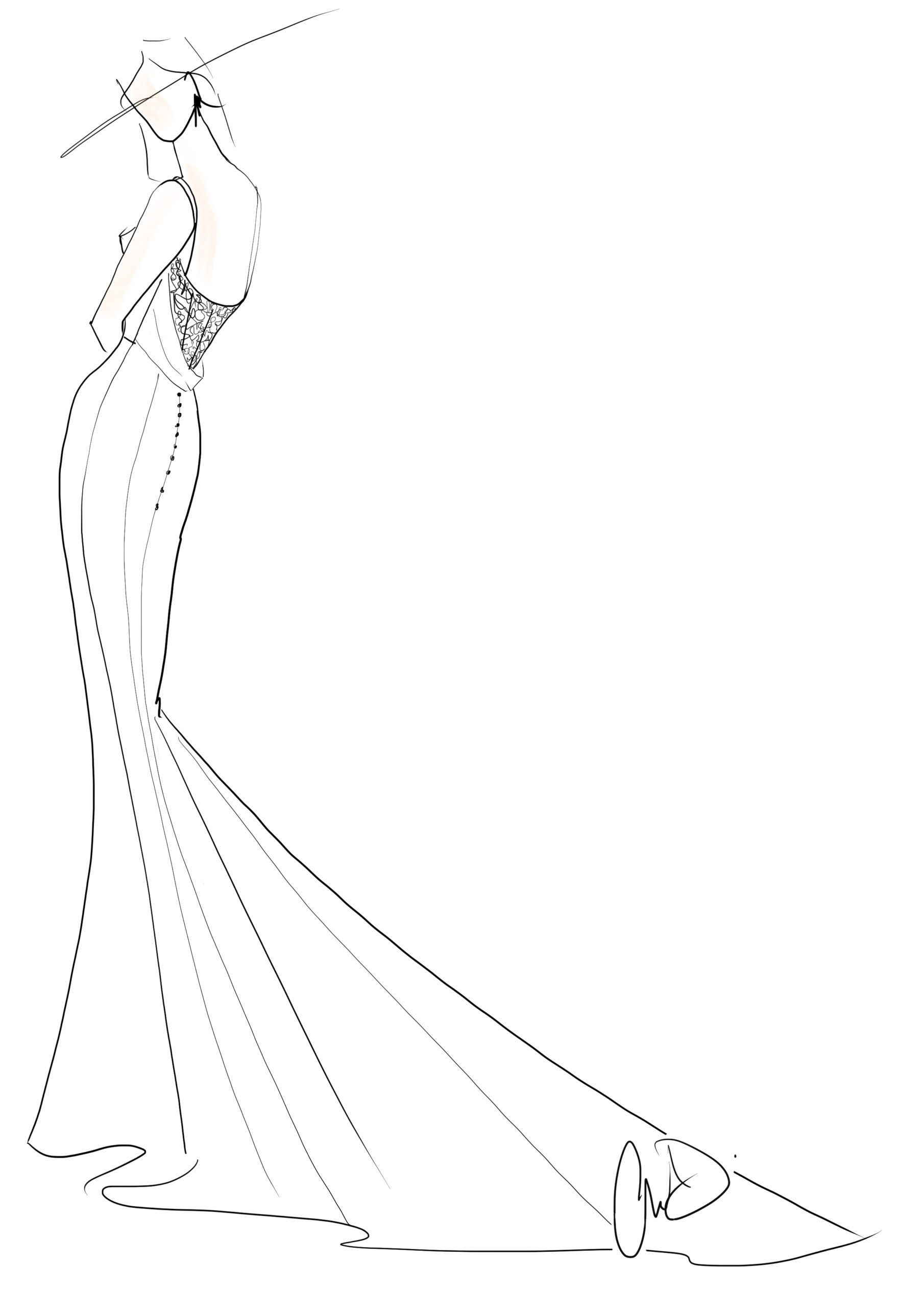 A wedding gown sketch Christina Devine