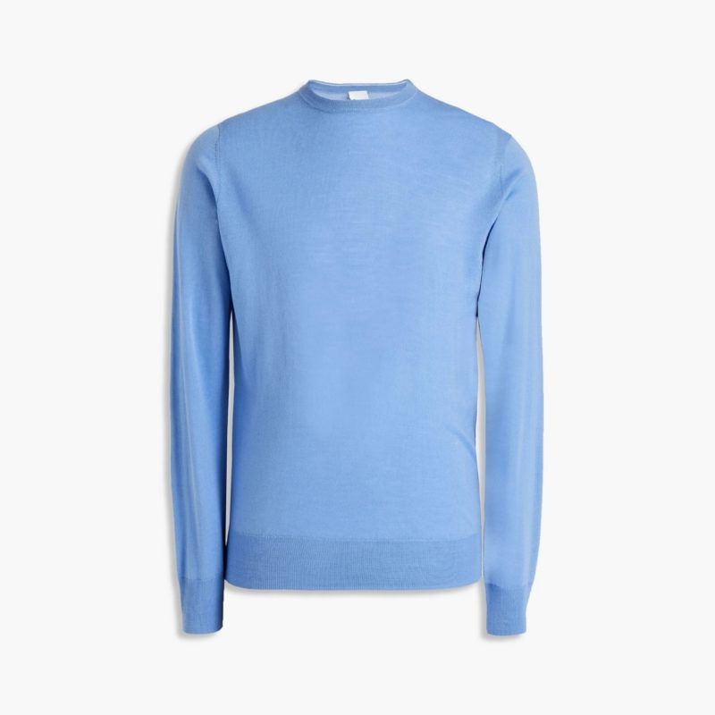 Aspesi's Light Blue Ribbed Hem Wool Sweater