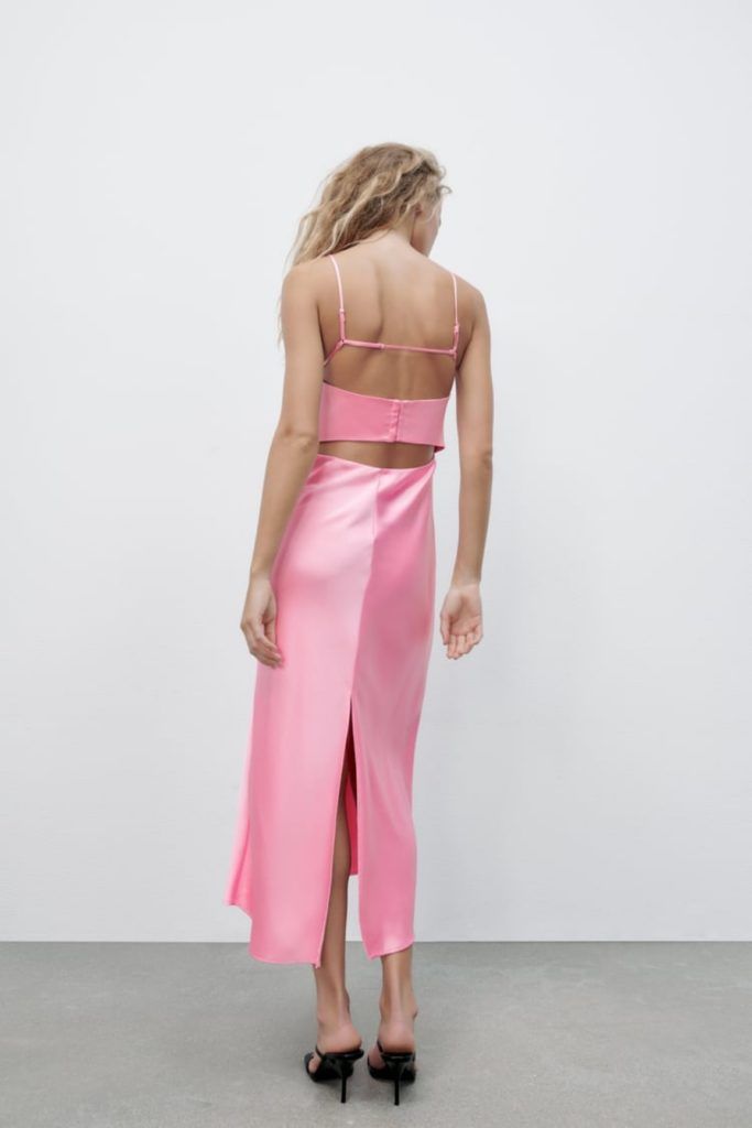 zara pink slip dress