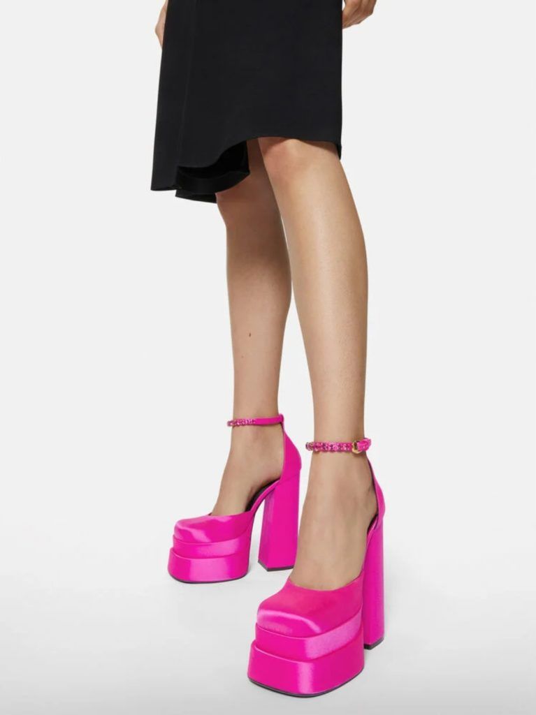 versace pink medusa heels