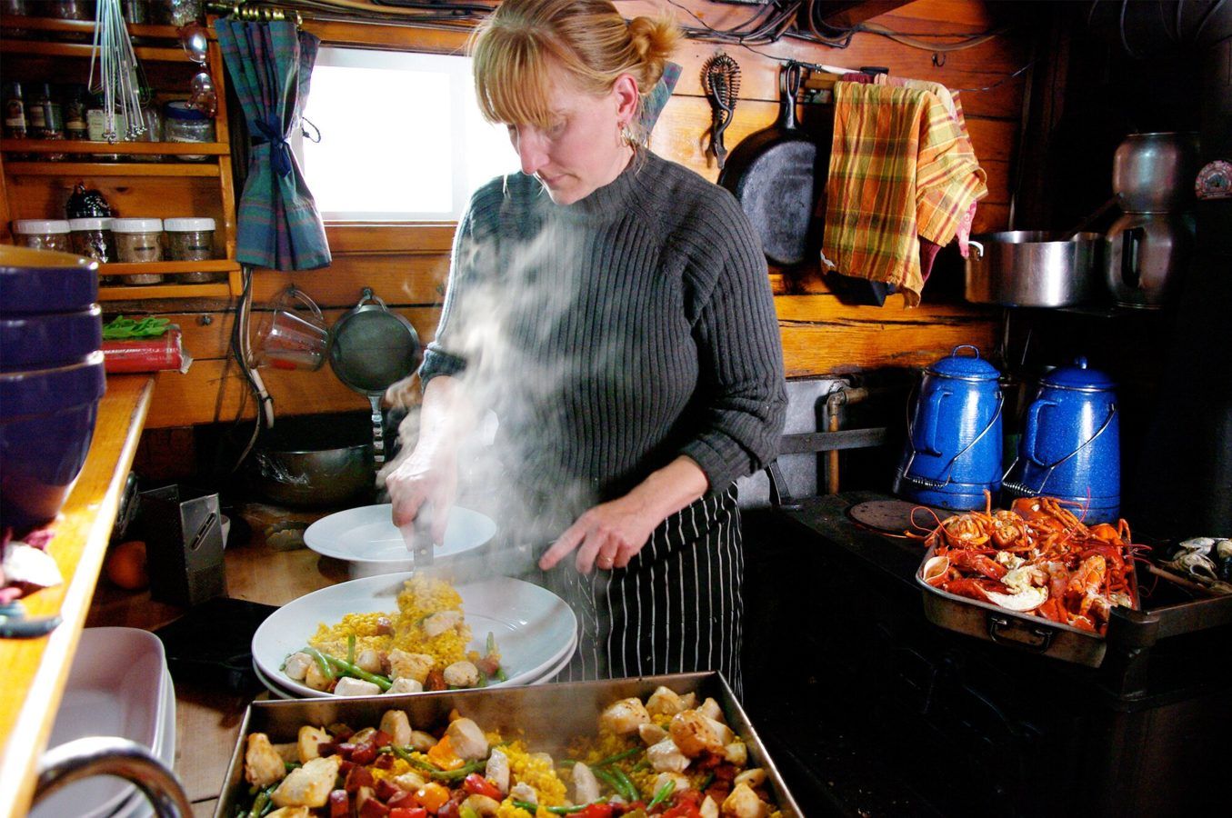 Tiny kitchen cooking tips from chef Annie Mahle, who works in a galley kitchen on a boat