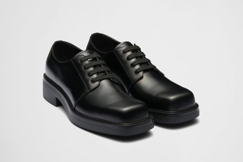 Prada's brushed leather derby shoes