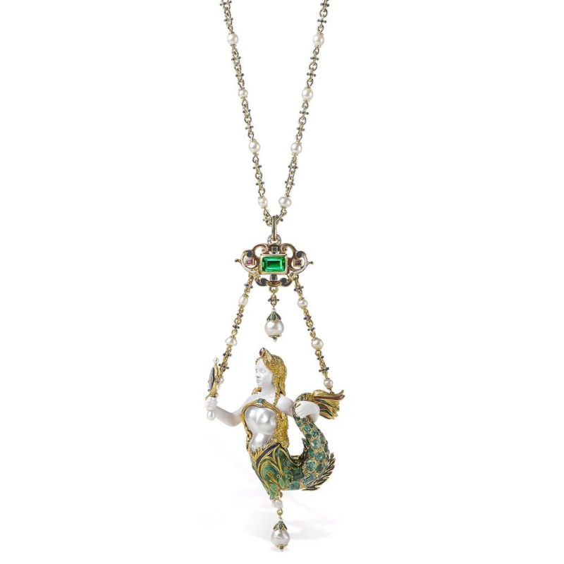 Ожерелье Pragnell с изумрудной подвеской в ​​виде русалки