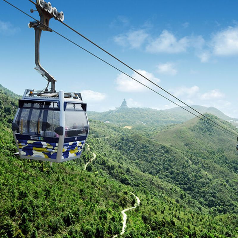 Float through Lantau Island on a fully transparent cable car