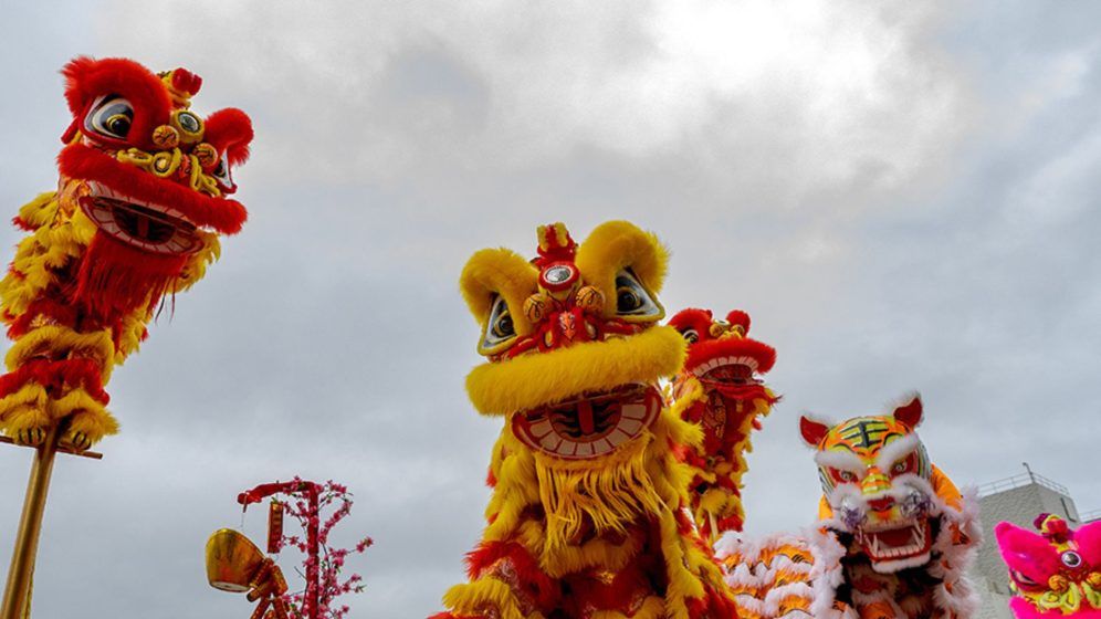 Chinese Dragon installation for Chinese New Year in Hong Kong