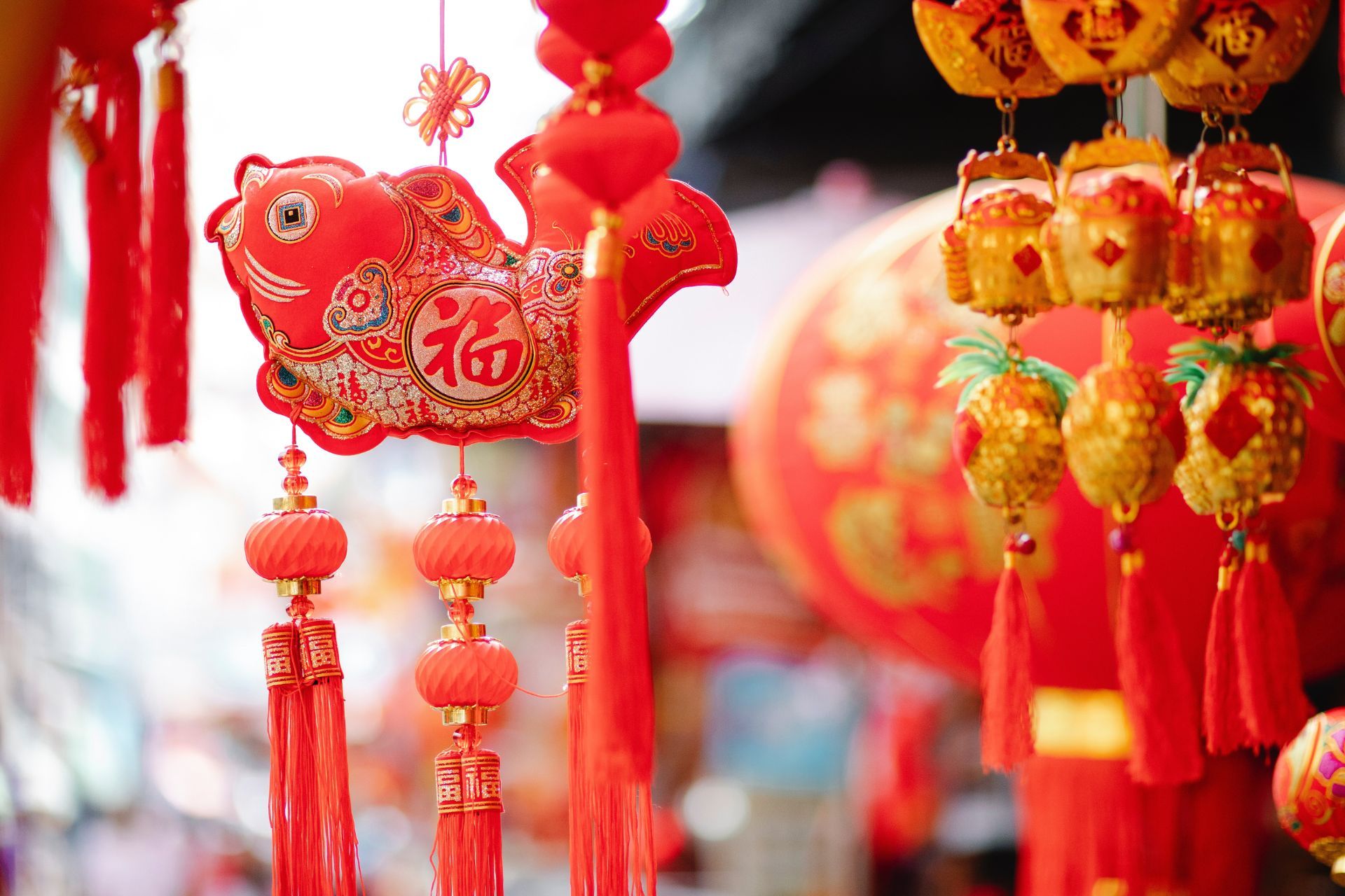 traditonal ornament hangings during chinese new year