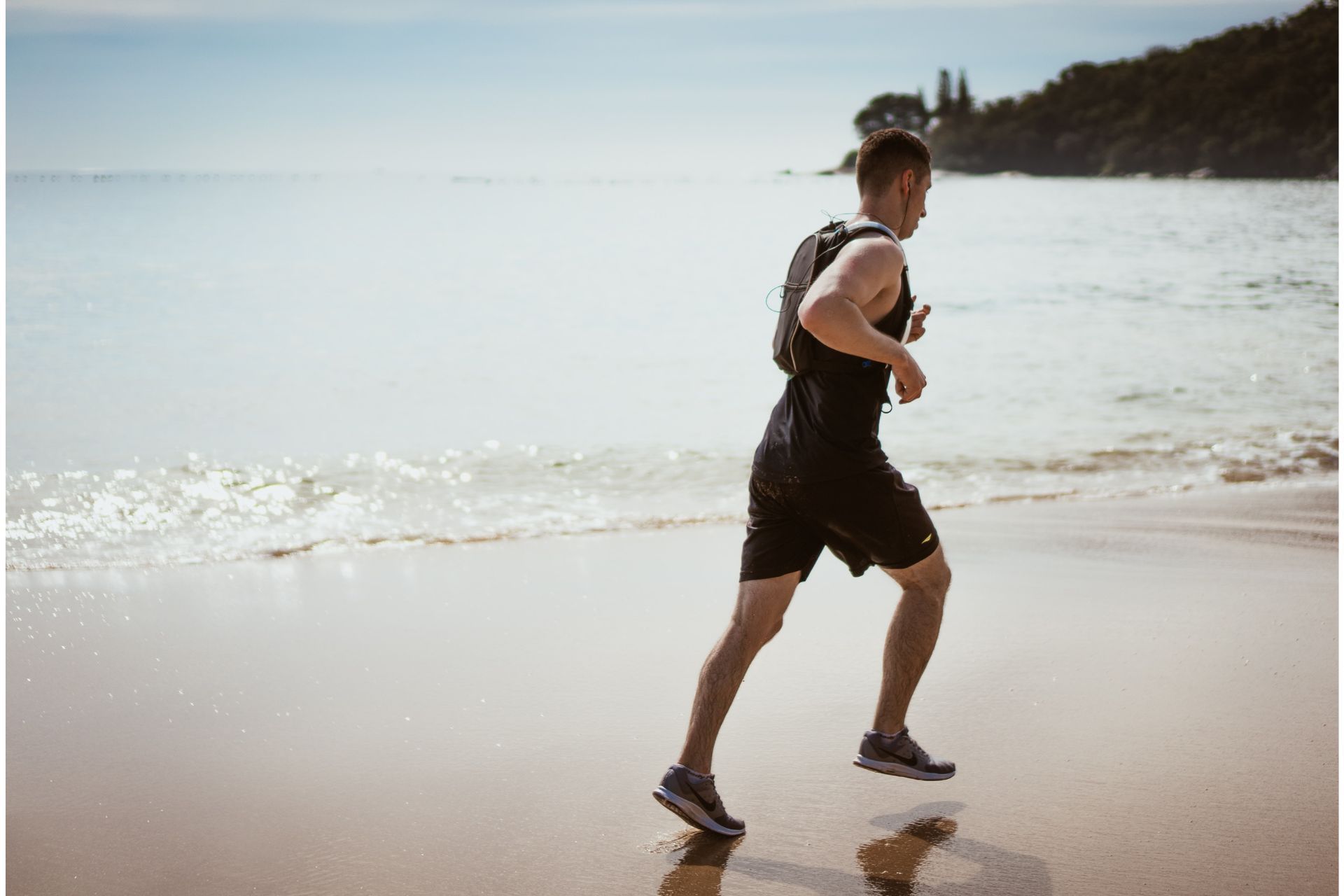 Man running on the beach