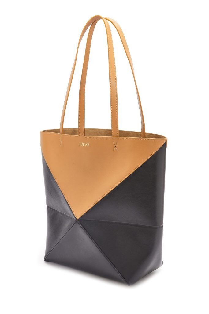 Puzzle Fold Tote in shiny calfskin