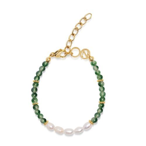 Nialaya Jewelry браслет в стиле барокко с жемчугом и агатом из бисера
