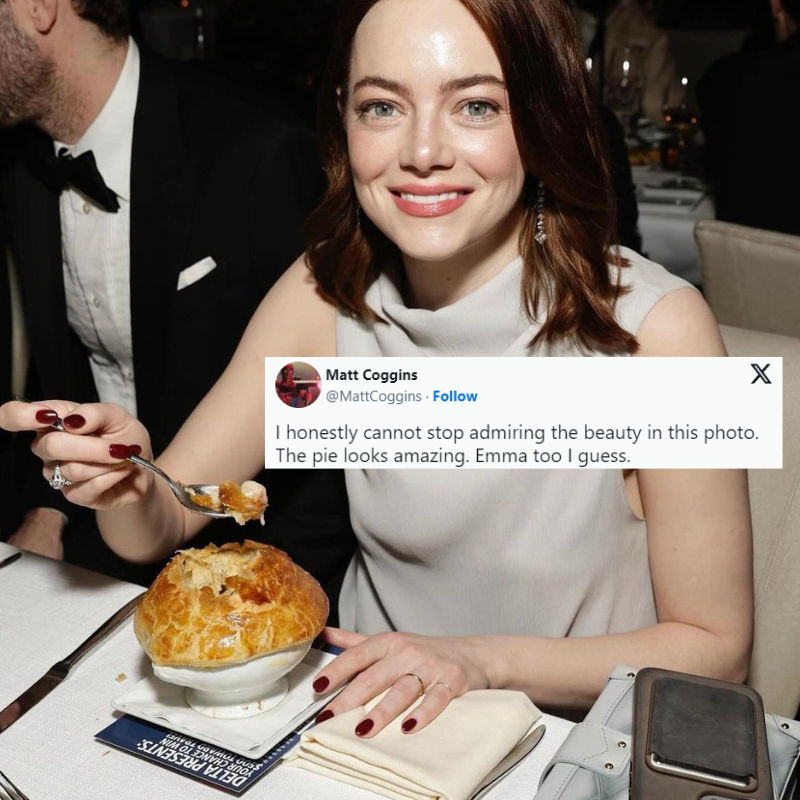 Twitter (X) reacts to Emma Stone posing mid-chicken pot pie