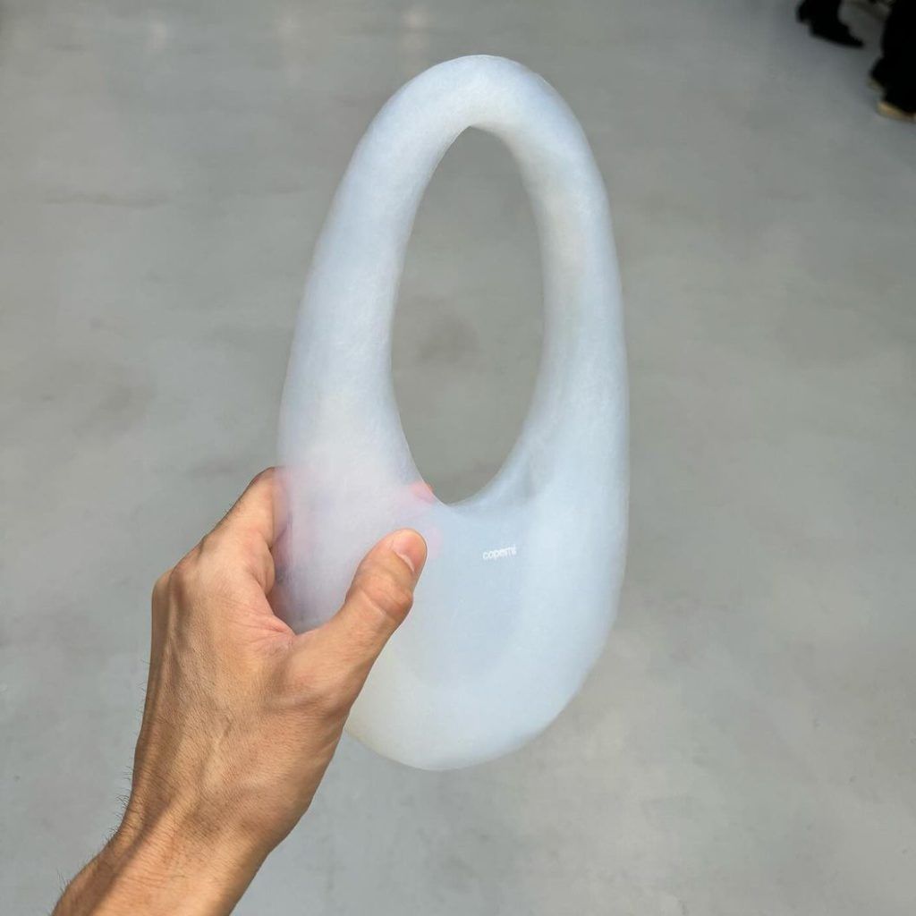 The Air Swipe Bag by Coperni is made of 99% air and 1% glass