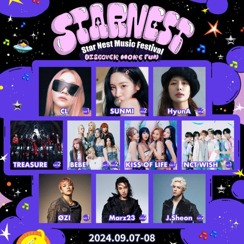 CL, Sunmi, and more are confirmed for the first Star Nest Music Festival this September