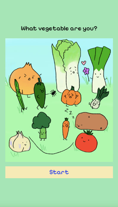 a screenshot taken from sophie liu's veggie id personality test