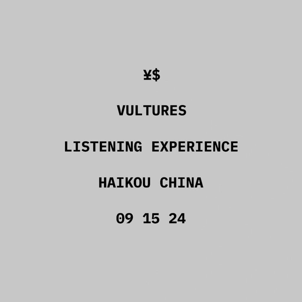 Ye confirms ‘VULTURES’ listening party in Haikou, China on September 15