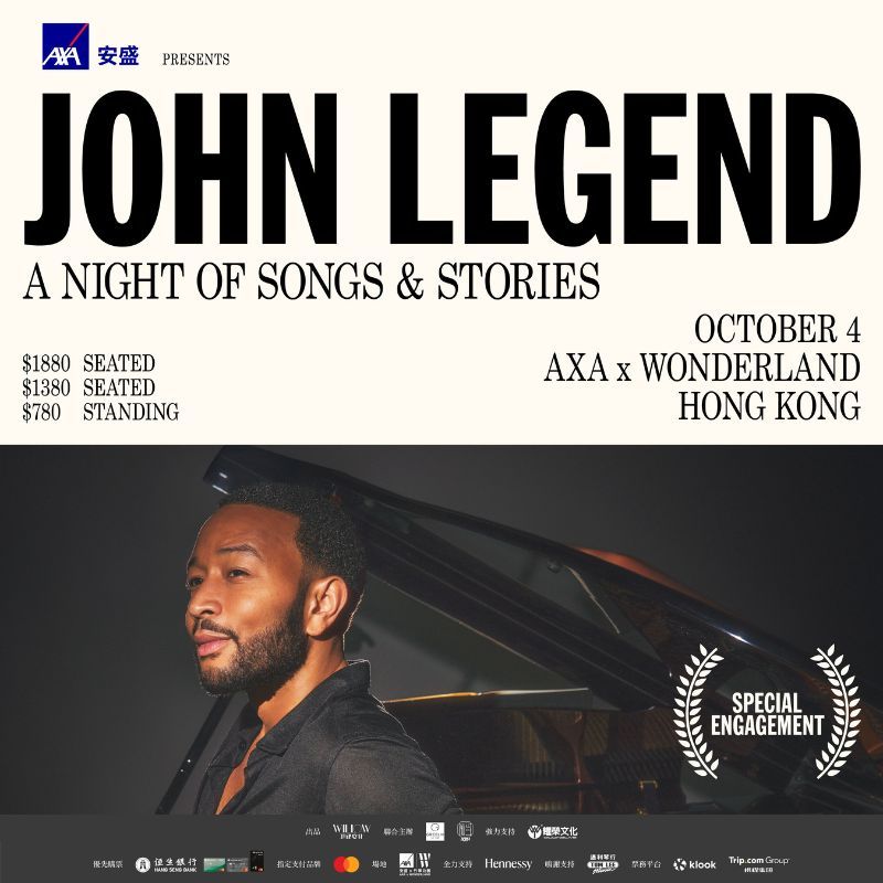 John Legend will perform in Hong Kong after six years this October