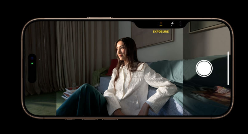 a screenshot of an iphone 16 pro taking a video of a woman, used in an article on music videos shot on iphone