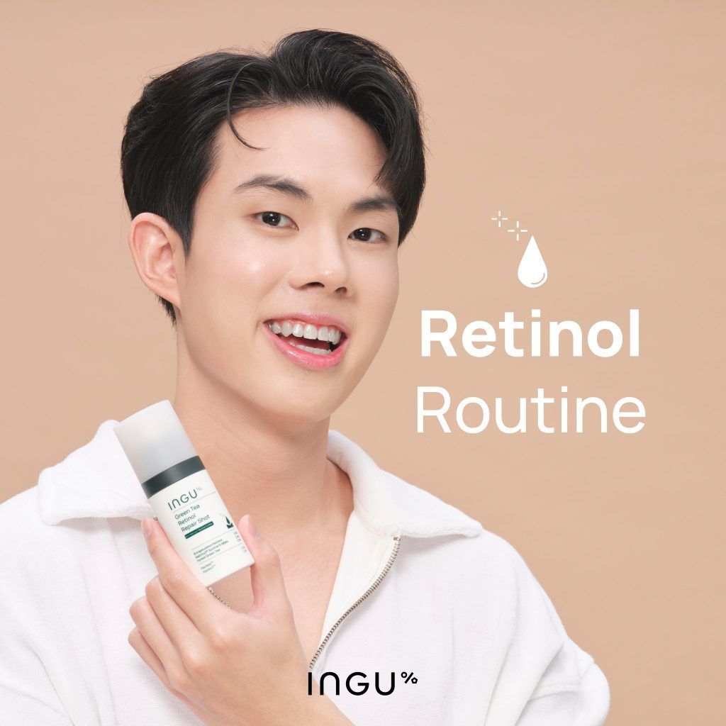 фотография мужчины, держащего флакончик с косметикой Ingu Skincare, которая является одним из популярных тайских брендов косметики на рынке