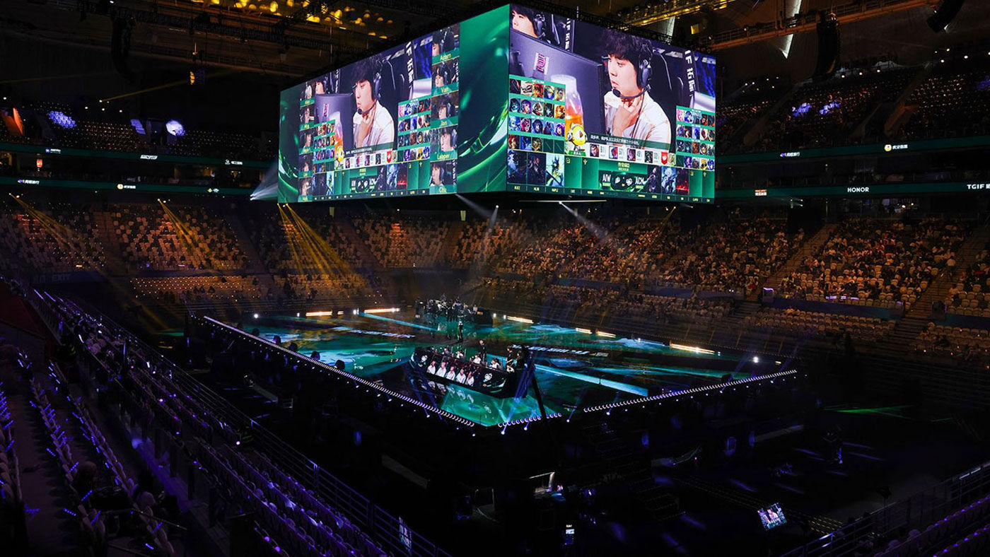 Stage of the 2025 Mobile FPS Esports Finals with players on large screens