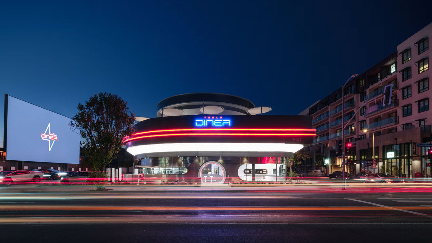 Tesla's retro-futuristic Hollywood diner officially opens
