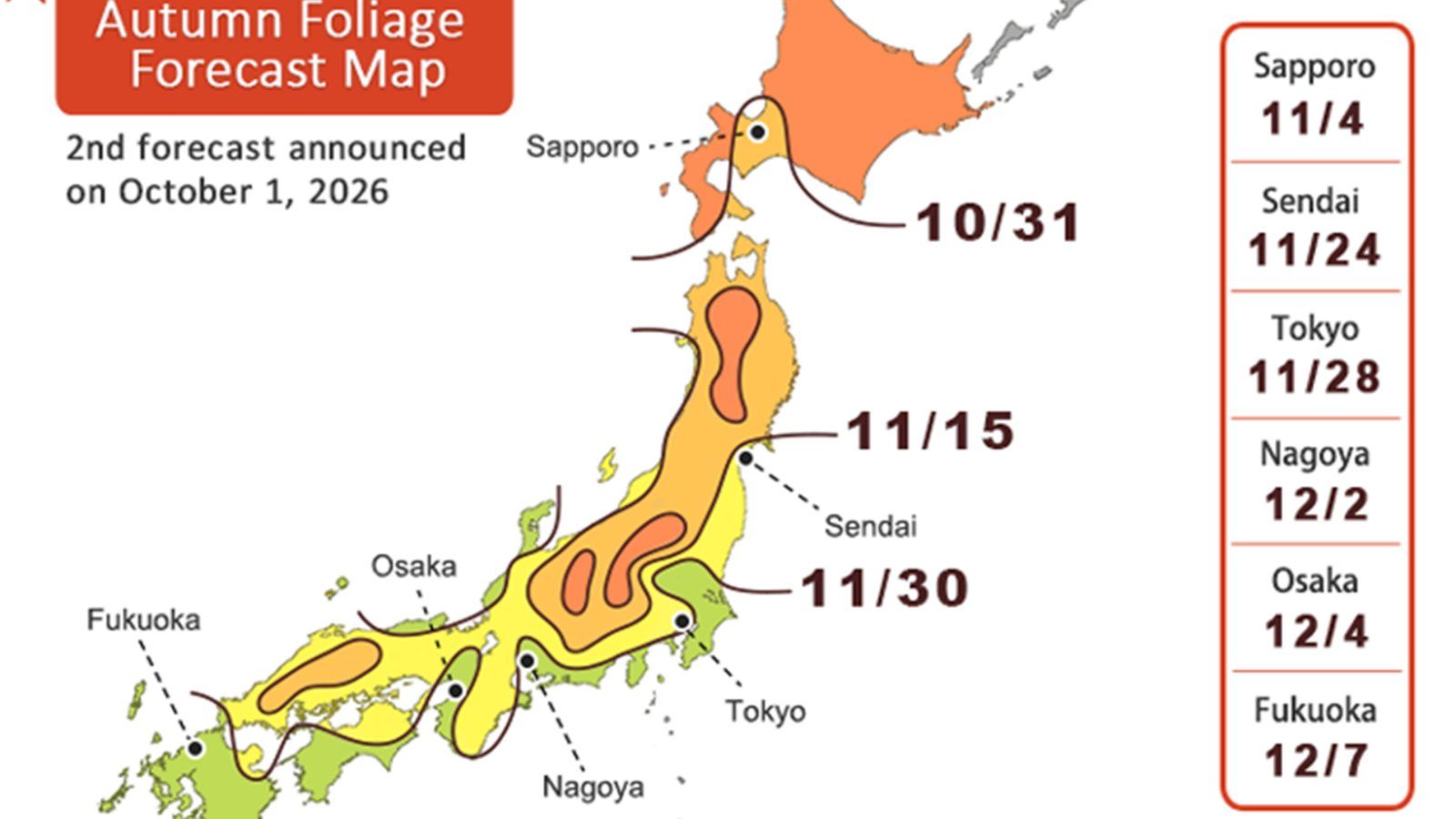 Transformation Radar Japan Releases Second Forecast for the 2026 Autumn Foliage Season