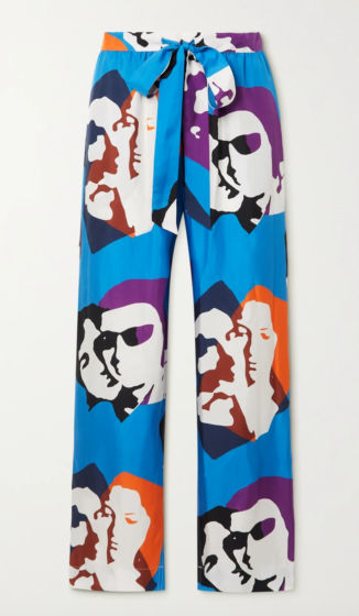 AZ Factory Pijama The Kiss Printed Silk-twill Wide-leg Pants