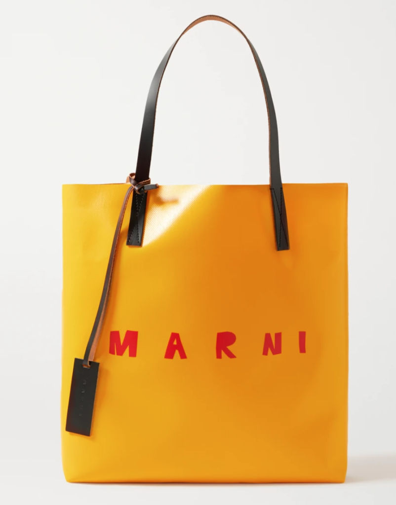 Marni Leather-trimmed Printed Coated-PVC Tote