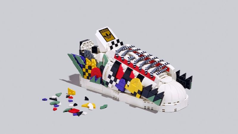 Adidas and Lego team up for a buildable Lego Superstar brick model