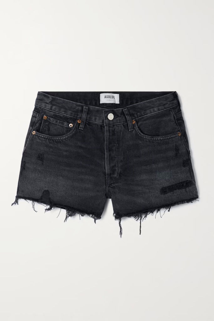 AGOLDE Parker Distressed Denim Shorts (Black)