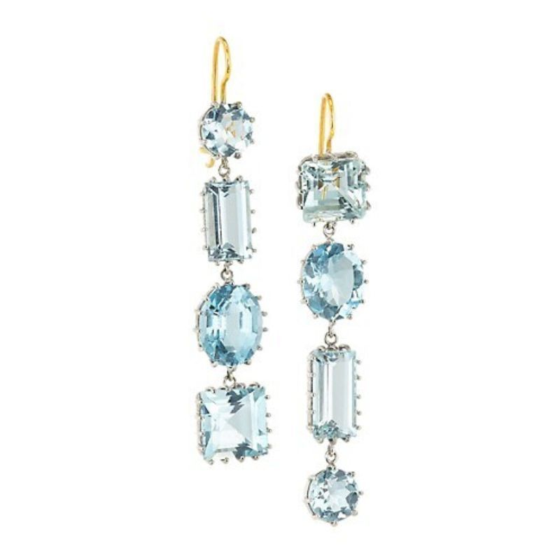 Renee Lewis White Gold & Aquamarine Earrings