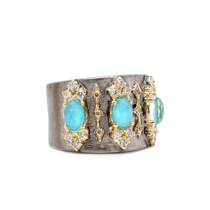 Armenta Diamond & Turquoise Band Ring