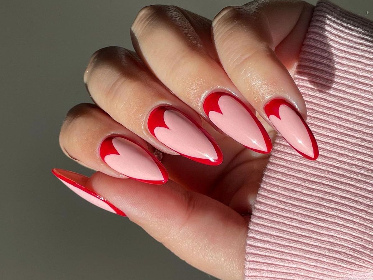 Valentine Nails, Lovely Nail Art, Heart Designs, Short/medium Press On,  Coffin Nail With Art 