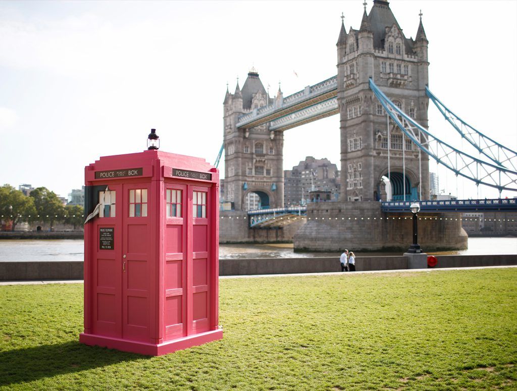 A Barbie TARDIS from Doctor Who appeared in London