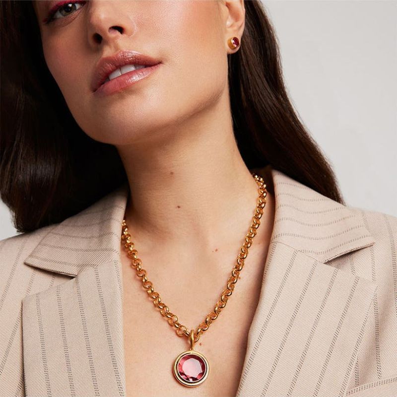 Lab Created Pink Tourmaline Signet Pendant Necklace