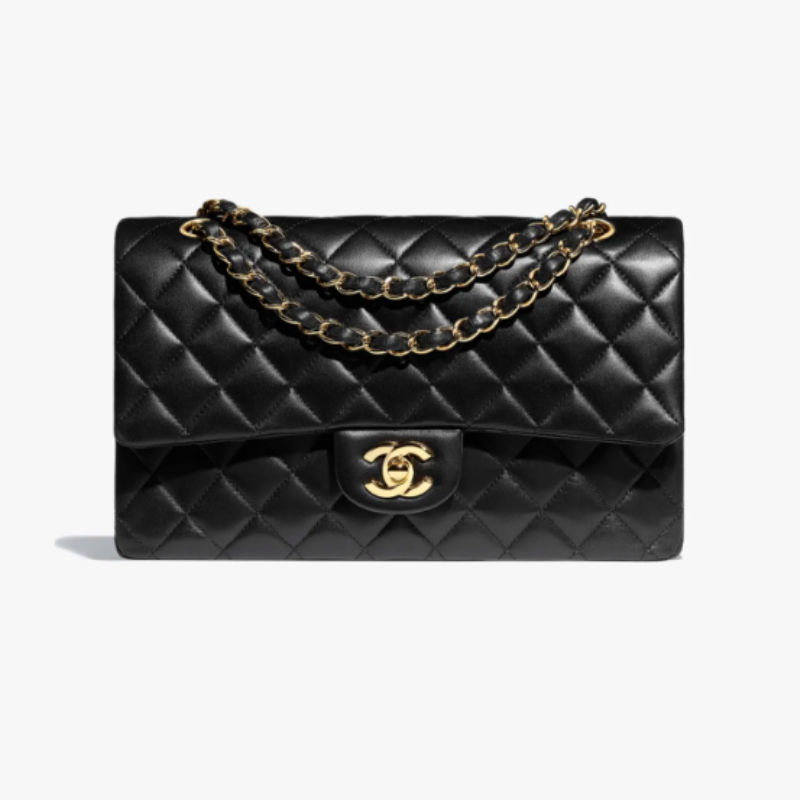 Chanel, Large classic flap bag with silver hardware in elephant