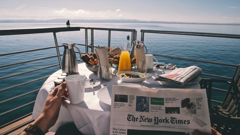 hotel breakfast and newspaper